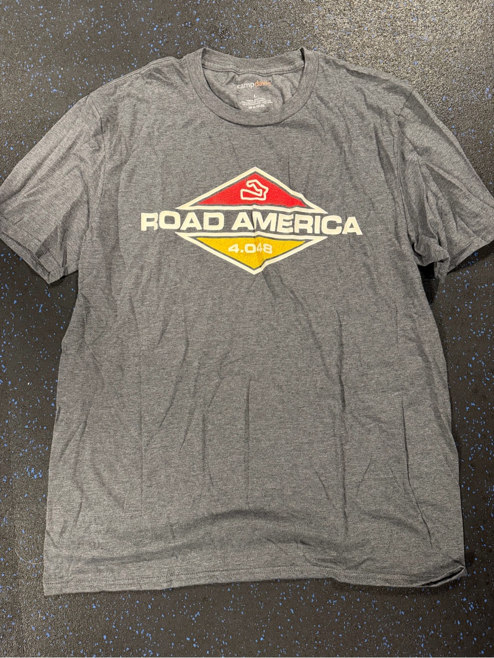 & Other Stories Gray Road America Logo Tee with Red and Yellow Accents